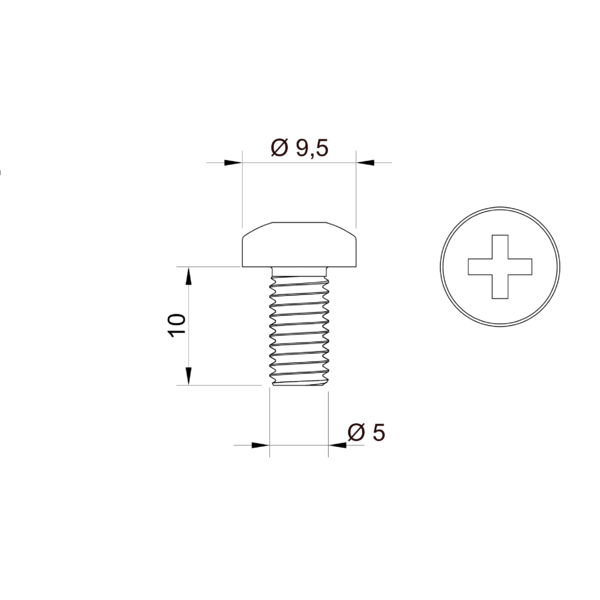 Galvanixed screw M5x10 mm