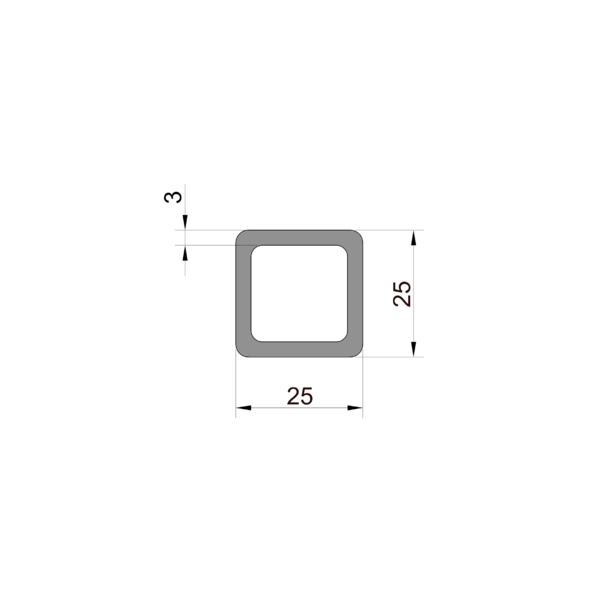 Rectangular tube 25x25x3