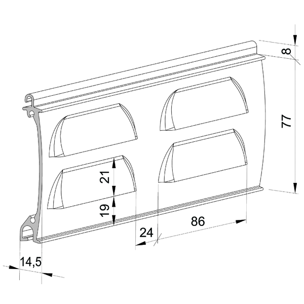 Profil de completare pentru poartă, din aluminiu cu orificii de ventilare